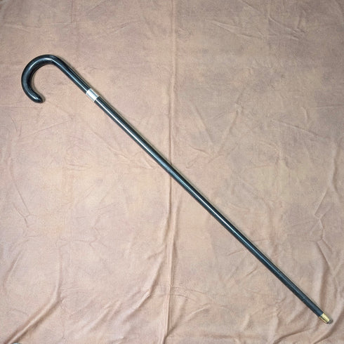 1937 British Vintage Gentleman's Bent Handle Sterling Silver Decorated Walking Stick 93cm Kendall & Sons